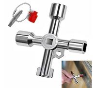 Dolaso Silver Four-in-One Radiator Key 4-Way Multifunctional Key, Universal Square Key, Control Cabinet Key,Meter Box Key, Triangular Key, utilities Key for Electric Water Gas Meter Box Cabinet Key