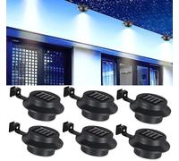 Dolaso Solar Gutter Light Outdoor Solar Security Lights Lighting Solar Powered Outdoor LED Lights Superbright with Panel Black Shell Fence Wall Lamp Garden Wall Lobby Pathway Lamp (Black, 6 Pack)