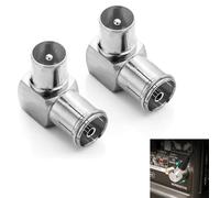 Dolaso TV Male Aerial Coaxial Adaptor to PAL Female Adapter Right Angle, 2 Pack Angle 9.5mm TV Satellite Antenna RF Coax Adapter Male to Female Connector