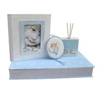 Dolce Arrivo: Stork Theme Gift Set with Album, Perfumer with Wands and Sopraculla with Music Box Newborn (Light Blue)