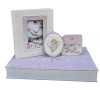 Dolce Arrivo: Stork Theme Gift Set with Album, Table Clock and Sopraculla Newborn (Pink)