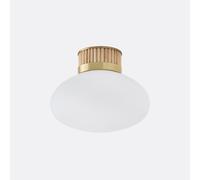 Dolce Ceiling Or Wall Light, in Brass, Bamboo and Opaline Glass White