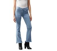 Dolce Crudo, Dolce Crudo Women's Light Blue Boot Cut High rise Clean Look Cropped Stretchable Denim Jeans, ????????, Jeans, Light Blue, 30