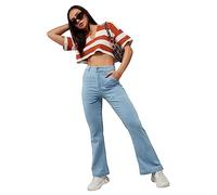 Dolce Crudo Women's Light Blue Bootcut High Rise Clean Look Regular Stretchable Denim Jeans, Light Blue, 30