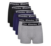 DOLCE ENVY Mens Boxers Shorts with Black Elastic Waist Band- Soft Boxer Men Stretch Fit Underwear for Everyday Wear. (UK, Alpha, XXL, Regular, Regular, 2 BLACK,2 NAVY,2 GREY)