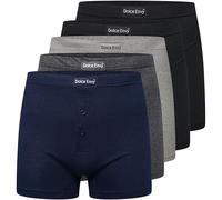 DOLCE ENVY Pack of 5 Men's Boxer Shorts Everyday Comfort Cotton Rich Trunks Underwear Stretch Moisture-wicking and Breathable. (UK, Alpha, L, Regular, Regular, 2 BLACK, 1 NAVY, 1CHARCOAL, 1 GREY)