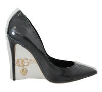 Dolce & Gabbana Black Patent Leather Pumps with Gold-tone DG Charm - 36 EU - Black