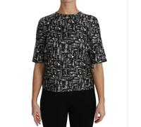 DOLCE & GABBANA Blouse Black Musical Instruments Print Silk IT38/US4/XS $545