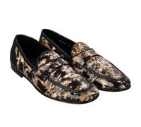 DOLCE & GABBANA Crocodile Marble Loafer Moccasins Shoes ARIOSTO Black 12600