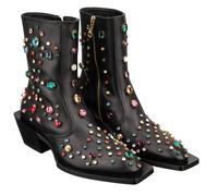 DOLCE & GABBANA Crystal Cowboy Western Heels Leather Boots Shoes TEXANO Black