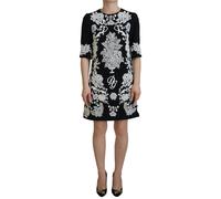 Dolce & Gabbana Floral Embroidered Black Cotton Dress - 42 IT - Black
