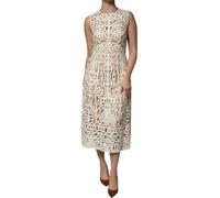 Dolce & Gabbana Floral Lace Midi Dress Laser Cut Style - 40 IT - White