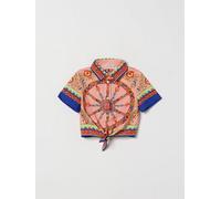 Dolce & Gabbana Girl's Carretto Siciliano Print Cotton Shirt with Tie-Front Hem - Size: 4 - female