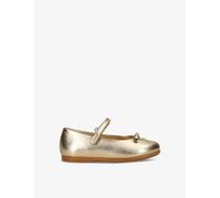 Dolce & Gabbana Girls Gold Kids Dg-logo Bow-embellished Leather Pumps Eur 24 / 7 Uk