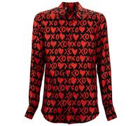 DOLCE & GABBANA Heart XO Print Silk Shirt MARTINI Red Black