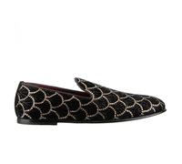 DOLCE & GABBANA Loafer Shoes ISPICA with Crystals Embroidery Black Gold 09671