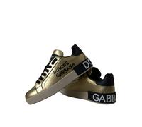 Dolce & Gabbana Mayfair Gold Leather Women's Sneakers - Gold Black - 36 EU