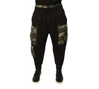 Dolce & Gabbana Mens Camouflage Panel Joggers Pt0034 - Black Cotton - Size EU 52 (Mens)