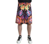 Dolce & Gabbana Mens Casual Shorts Multicolor Print - Black Cotton - Size EU 50 (Mens)
