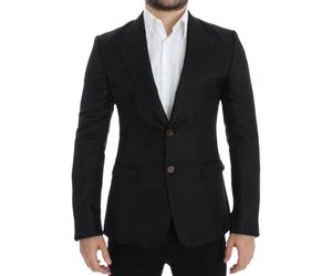 Dolce & Gabbana Mens Classic Fit Blazer - Black Silk - Size EU 48 (Mens)