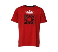 Dolce & Gabbana Mens Crown Logo Short Sleeve Tee - Red Cotton - Size EU 44 (Mens)
