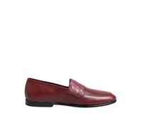 Dolce & Gabbana Men's Leather Formal Slip-On Shoes with Logo Details - Burgundy - 42 EU