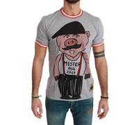 Dolce & Gabbana Men's Mister Pig Graphic Tee Short Sleeves - Gray T-Shirts in Grey | Size: 46 Dolce & Gabbana Grey 46