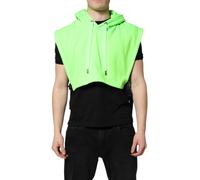 Dolce & Gabbana Mens Sleeveless Hoodie Crop Top - Green - One Size