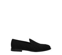 Dolce & Gabbana Men's Velvet Slip-On Loafer with Logo and Leather Sole - Black - 42 EU