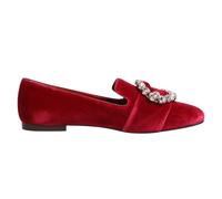 DOLCE & GABBANA Shoes Red Velvet Crystal Buckle Loafers Flats EU36 /US5.5 $1050