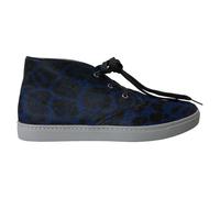 DOLCE & GABBANA Shoes Sneakers Blue Calfskin Leopard Mid Top EU42 / US9 1300usd