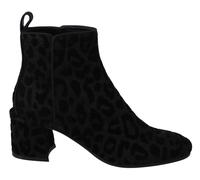 Dolce & Gabbana Womens Black Leopard Short Boots - Multicolour Nylon - Size UK 5