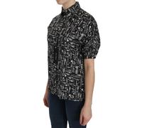 Dolce & Gabbana WoMens Black Musical Instrut Collared Blouse Shirt Silk - Size EU 40 (Womens)