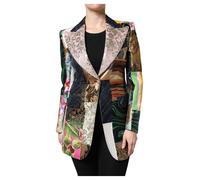 Dolce & Gabbana Women's Patterned Patchwork Single Breasted Blazer | Size: 10 Dolce & Gabbana Multicolor 10