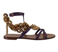 Dolce & Gabbana WoMens Purple Leather Devotion Sandals - Black - Size UK 5