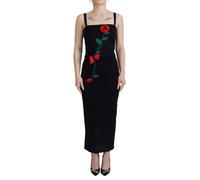 Dolce & Gabbana Women's Rose Embroidered Midi Dress - Black Dresses | Size: 42 Dolce & Gabbana Black 42