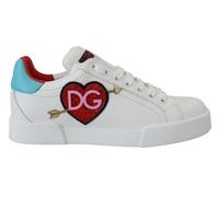 Dolce & Gabbana Womens Sneakers Heart Dg La10093 - White Leather - Size EU 35
