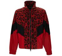 DOLCE & GABBANADG Logo Leopard Nylon Bomber Jacket Sweatshirt Red Black 13446