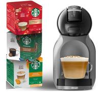 DOLCE GUSTO by De'Longhi Mini Me EDG155.SB Coffee Machine & Starbucks Pods Starter Kit - Black & Arctic Grey, Black,Silver/Grey
