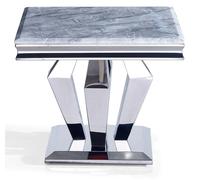 Dolce Lamp Table - Square - Grey Marble & Chrome