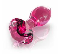 Dolce Piccante Glass Rose Pink Crystal Bunny Pig Tail Butt Plugs 100% Discreet