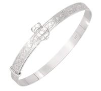 Dolce Valentina - Baby Bangle - Sterling Silver Bangle with Hearts and Sliding Teddy, New Baby Gifts & Christening Gift, Baby Bracelet (0-3 Years)
