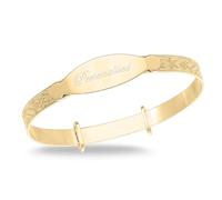 Dolce Valentina - Personalised Baby Bangle - 18ct Gold Plated 925 Sterling Silver Bracelet for Boy or Girl, Baby 1st Birthday Gift & Baptism Gift - Edwardian Font Christening Bangle (0-1 Year)