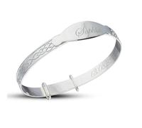 Dolce Valentina - Personalised Baby Bangle - Celtic Pattern - Sterling Silver Bangle with Custom Name & Date, New Born Baby Gift & Christening Gifts, Sterling Silver Bracelets