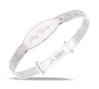 Dolce Valentina - Personalised Newborn Baby Gifts - Sterling Silver Bangle with Pink Cubic Zirconia - Celtic Pattern, Christening Gifts for Girls & Baby Bracelet (0-1 Year)
