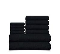 Dolce Vari 10-Piece Towel Bale Set - Soft & Absorbent 550 GSM Bathroom Towels - Includes 2 Bath Towels, 4 Hand Towels, 4 Face Cloths - Premium Quality, Machine Washable (Black)
