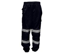 Dolce Vari 100% Polyester Hi Viz Mens Work Trousers Hi Viz Jogging Bottoms Safety Sweat Pants Multi Pockets Super Soft Hi Vis Cargo Security Work Wear Trousers (5XL, Navy)