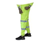Dolce Vari 100% Polyester Hi Viz Mens Work Trousers Hi Viz Jogging Bottoms Safety Sweat Pants Multi Pockets Super Soft Hi Vis Cargo Security Work Wear Trousers (XXL, Yellow)