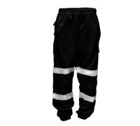 Dolce Vari 100% Polyester Hi Viz Mens Work Trousers Hi Viz Jogging Bottoms Safety Sweat Pants Multi Pockets Super Soft Hi Vis Cargo Security Work Wear Trousers (XXL, Black)