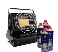 Dolce Vari 2 in 1 Butane Burner Heater Butane Gas Stove Warmer (Classic Black Heater + 4 Gas)